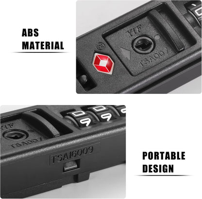 2 PCS TSA Certified Embedded T-S-A 007 Zipper Luggage Locks, Suitable for PC, ABS, PP Rigid Zipper Luggage Case Password Lock Replacement, with 2PCS Spare T-S-A 007 Key