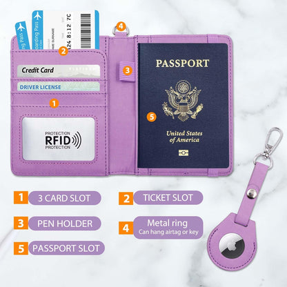 Passport Holder for Travel,Passport Cover Case with RFID (purple)