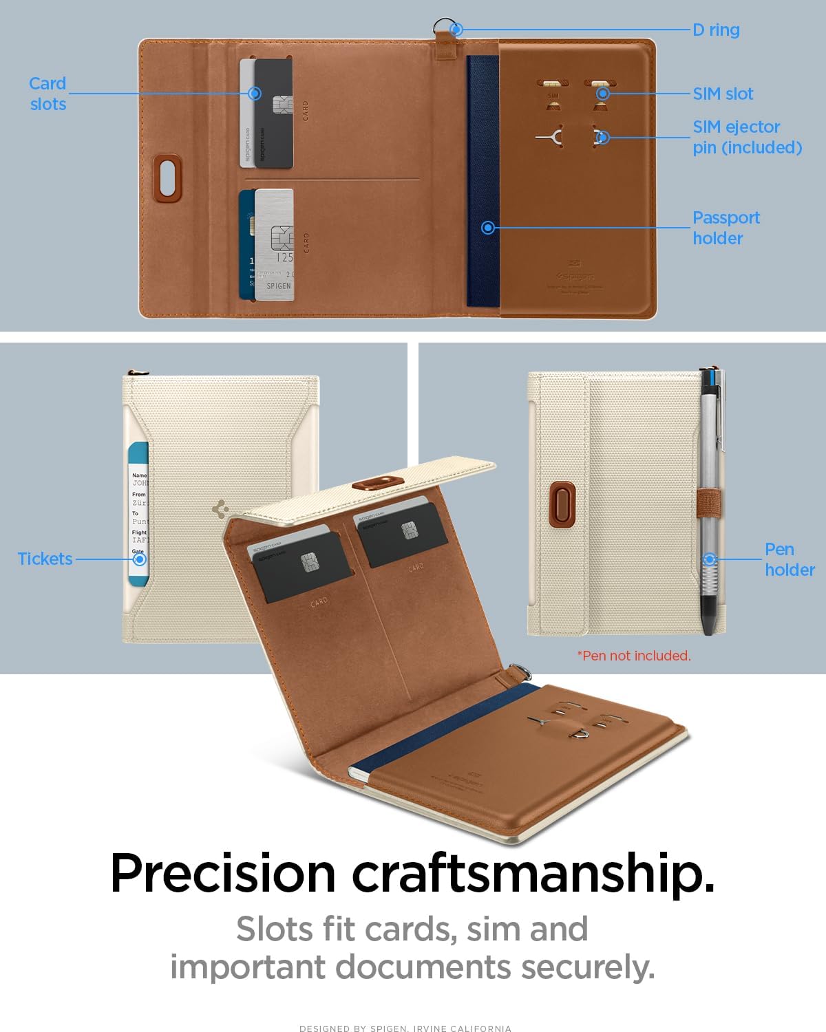 Spigen Life Passport Card Cover Holder, RFID Blocking