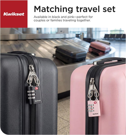 Kwikset TSA Approved Combination Luggage Lock, 3-Digit, 1-Pack, Black