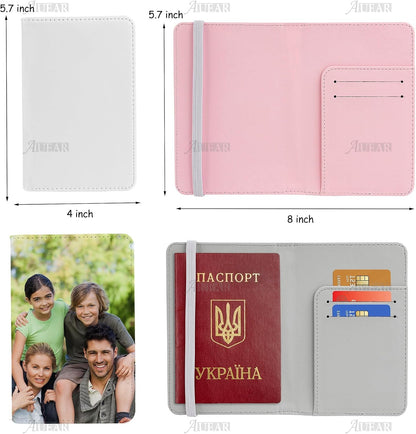 AUEAR, 6 Pack Sublimation Passport PU Leather Covers Blank Heat Transfer for Business Card