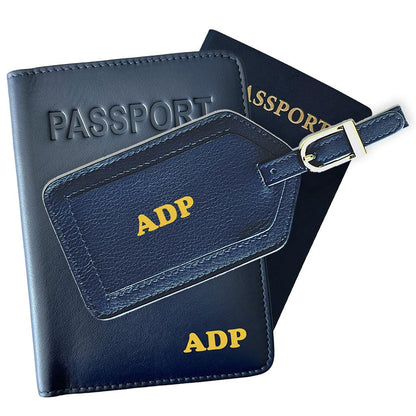 Personalized Monogrammed Bright Pink Leather RFID Passport Cover Holder and Luggage Tag