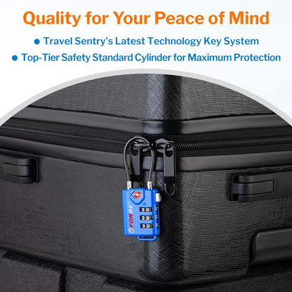 Forge TSA Approved Luggage Locks, Open Alert Cable Lock, 4 Colors, 4 Pack