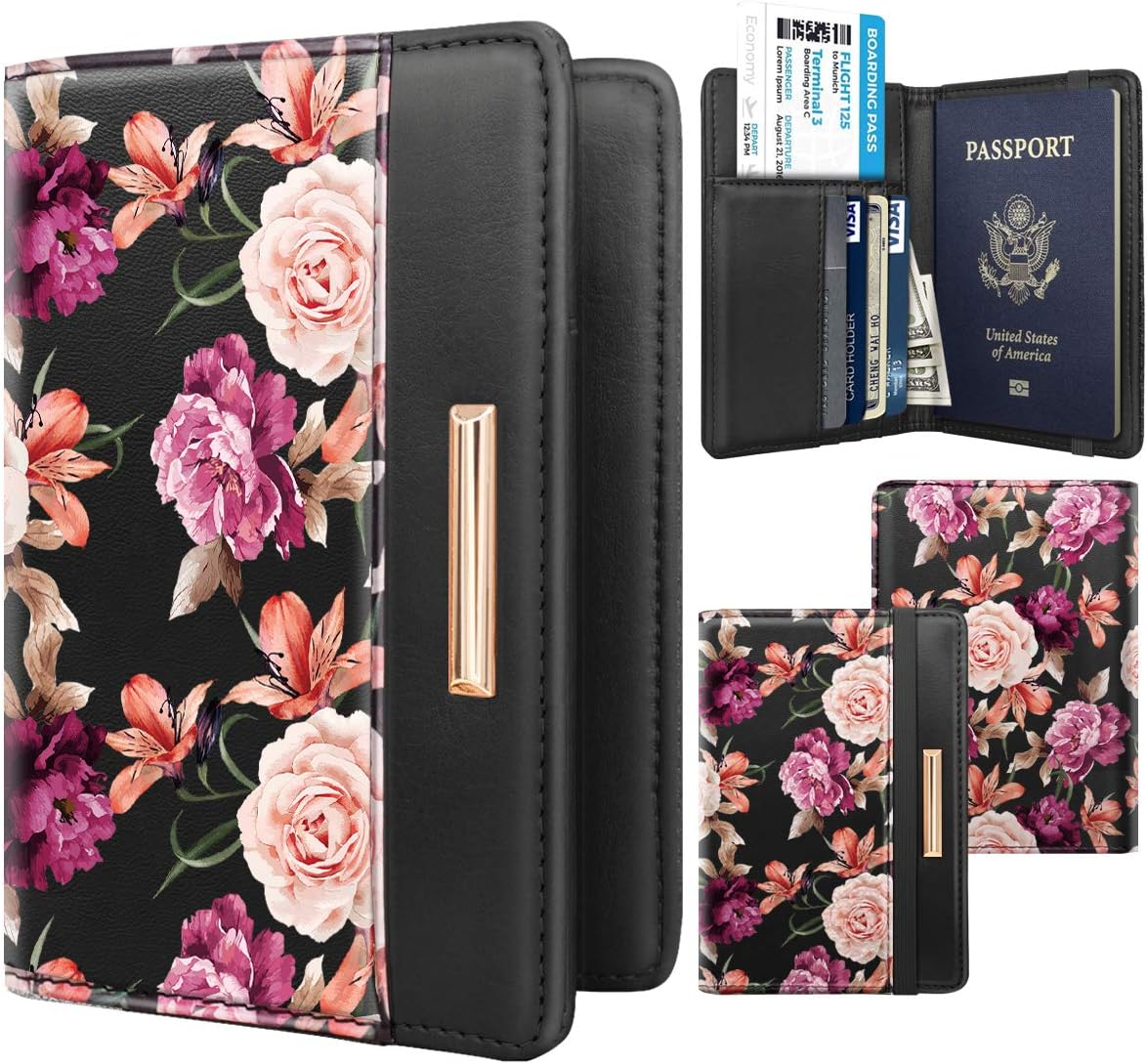 Coco Rossi Passport Holder Cover RFID Cute Slim Travel Wallet Women
