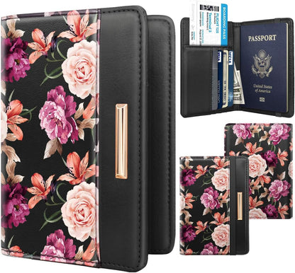 Coco Rossi Passport Holder Cover RFID Cute Slim Travel Wallet Women