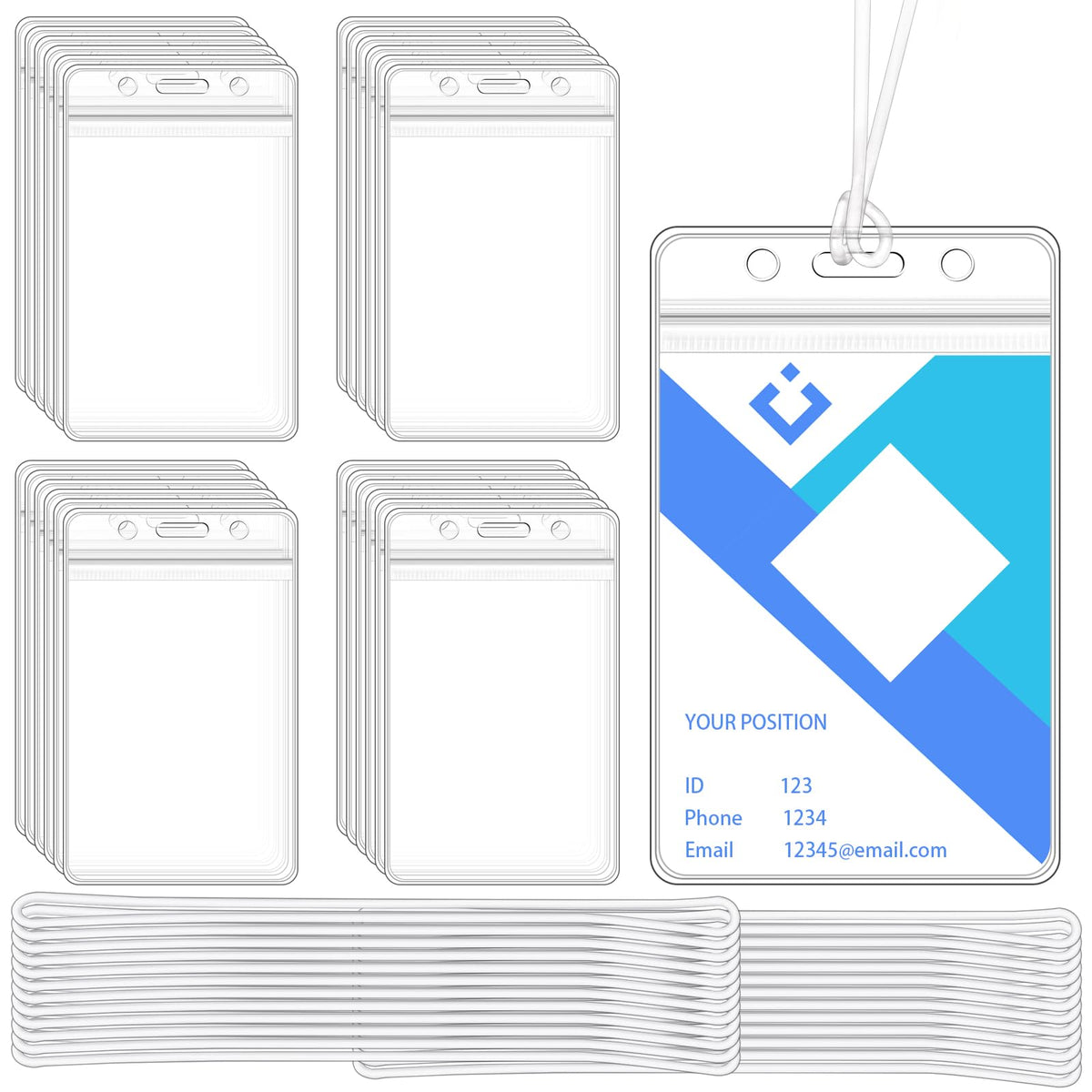100 Pack Clear Plastic ID Badge and Luggage Tag Holders