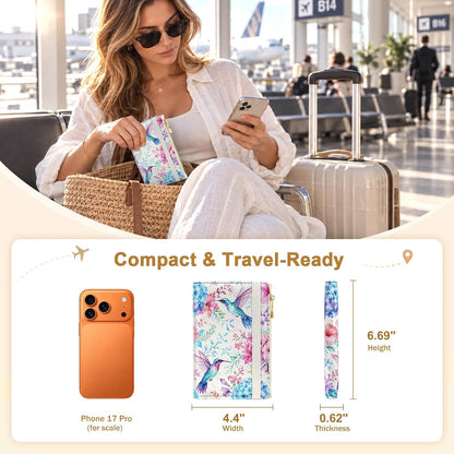 Passport Holder for Travel, RFID Blocking Passport Cover for Women Zipper