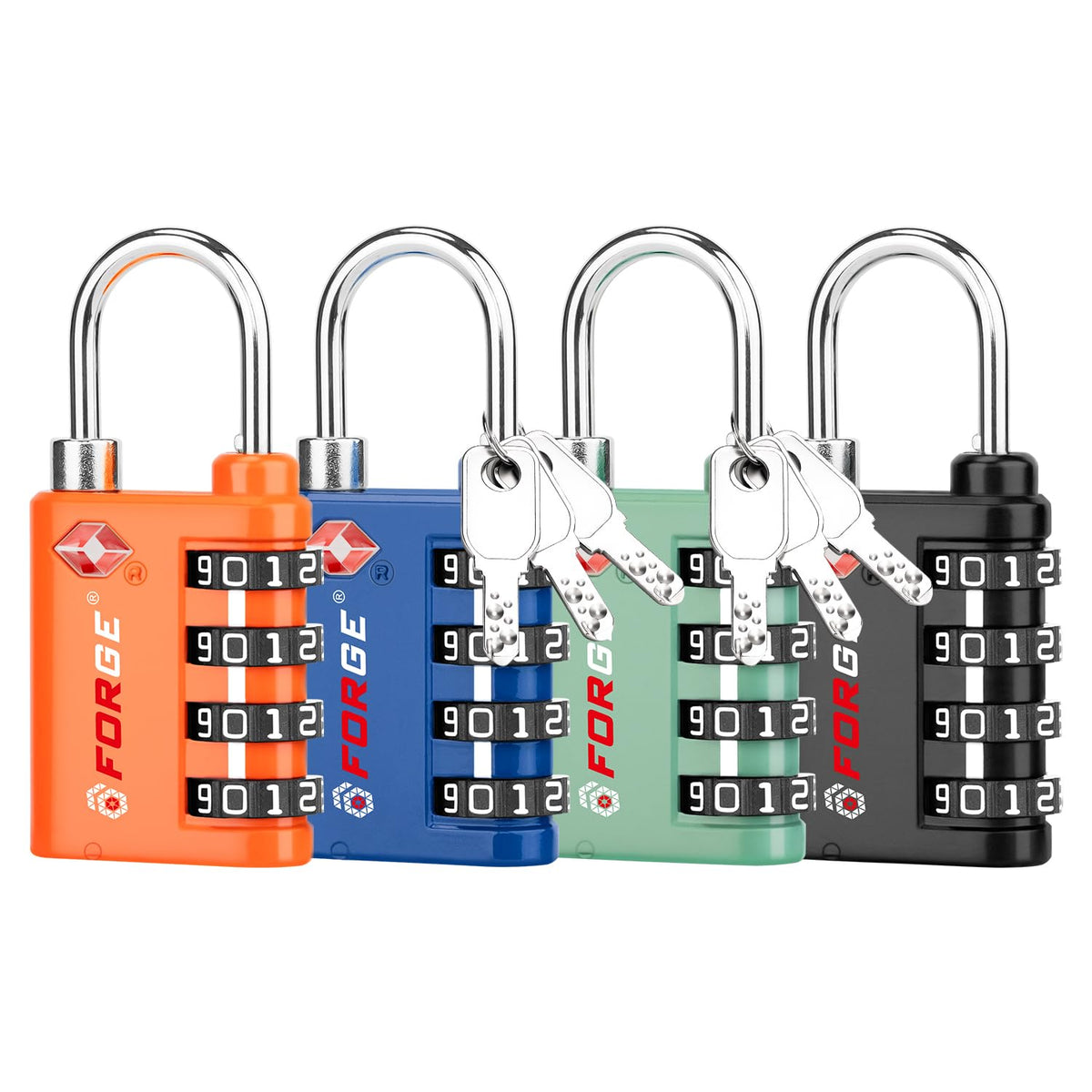 Forge Dual-Opening: Key or Combination Lock, TSA Approved Lock for Luggage, Pelican case, Travel, Gym, School,Luggage Combination Lock,Travel Bag Lock (Black 2 Pack)