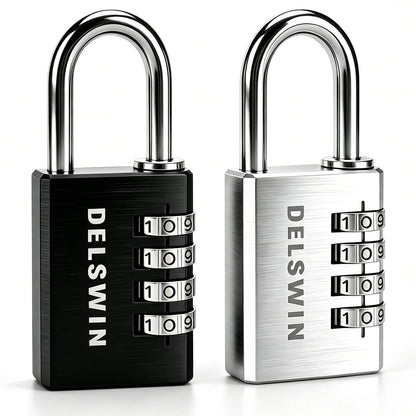 DELSWIN 3-Digit Aluminum Combination Padlock, Small Resettable Lock