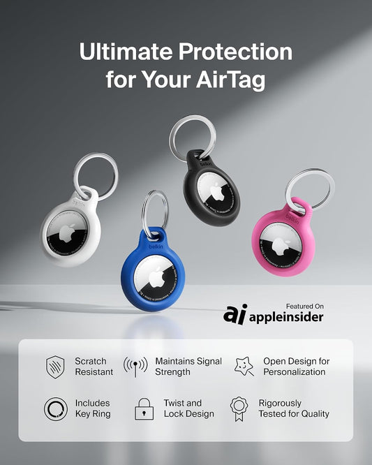Belkin Apple AirTag Holder Keychain with Key Ring, Scratch-Resistant