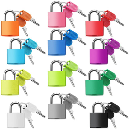 Photect Suitcase Keyed Padlocks Small Metal Luggage, Bright Colors, 15 Pcs