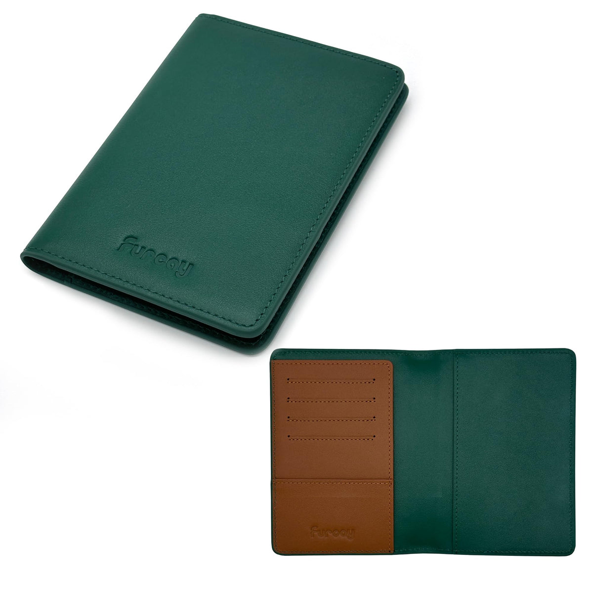 Slim Nappa Leather RFID Blocking Passport Cover (Black/Gray)