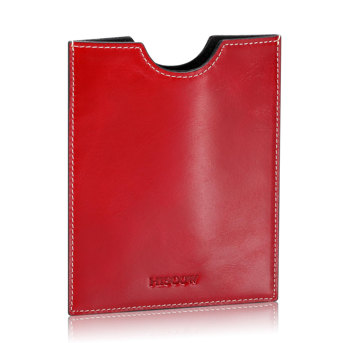 HISCOW Minimalist Leather Passport Sleeve, Slim Holder, Wine Red