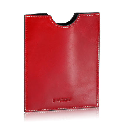 HISCOW Minimalist Leather Passport Sleeve, Slim Holder, Wine Red
