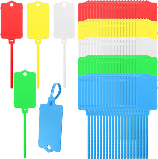 LeonBach 100 Pcs 1.46“ x 2.48” Plastic Shipping Tags, Multicolored