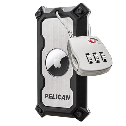 Pelican Luggage Tag with AirTag Holder with Stainless Steel Loop - Black