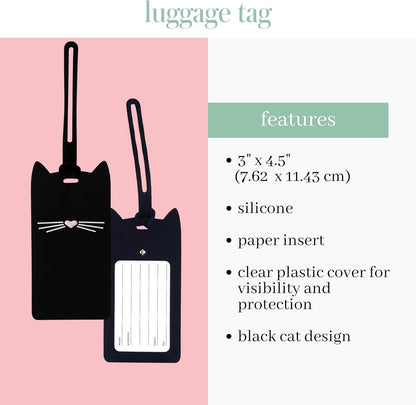 kate spade new york Silicone Luggage Tag, Black Cat