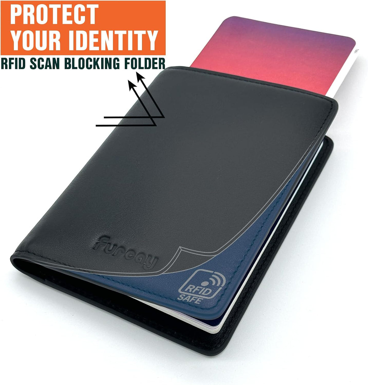 Slim Nappa Leather RFID Blocking Passport Cover (Black/Gray)