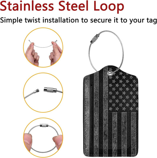 GACCAP 2 Pack Luggage Tags for Suitcase - Black Grey American Flag