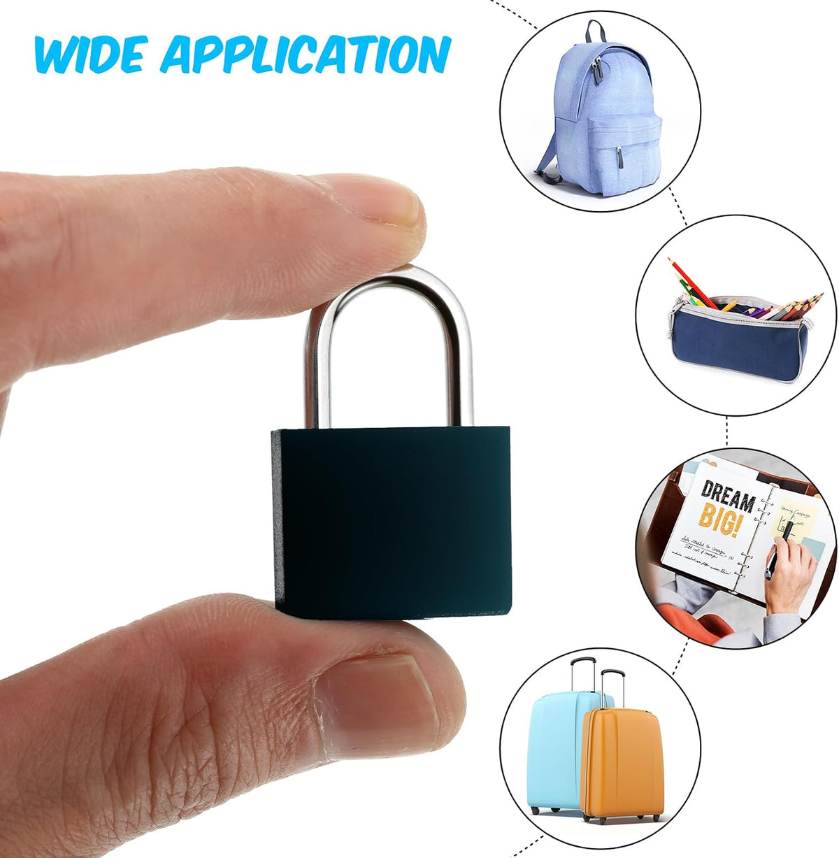 Ripeng 10 Pcs Small Padlocks with Keys Mini Metal Locks for Luggage, Black