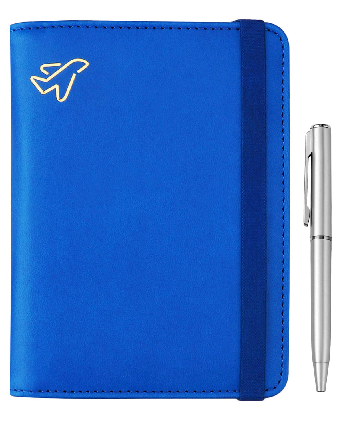 WALNEW Passport Holder for Travel, RFID Passport Cover Wallet for Women Men, PU Leather Passport Book Card Holder Case with Pen, Travelling Essentials for Flying