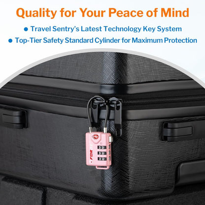 Forge TSA Approved Luggage Locks, Open Alert Cable Lock, Pink, 2 Pack