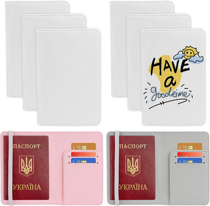 AUEAR, 6 Pack Sublimation Passport PU Leather Covers Blank Heat Transfer for Business Card