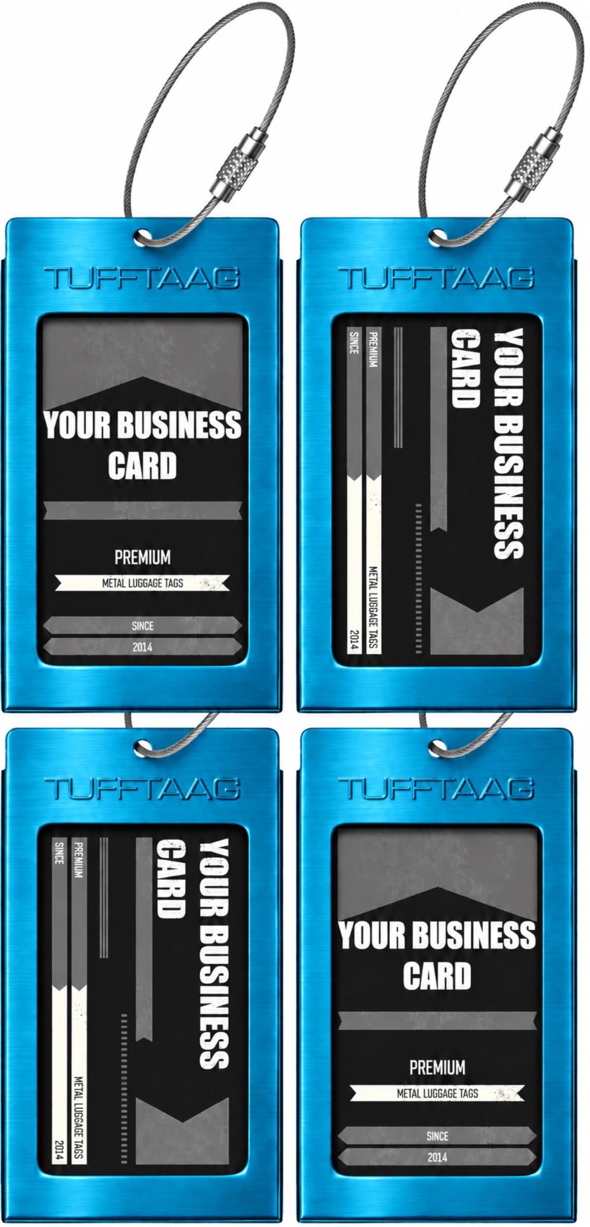 Luggage Tags Business Card Holder by TUFFTAAG - Durable Travel ID Bag Tag, Gunmetal, 2 Tags
