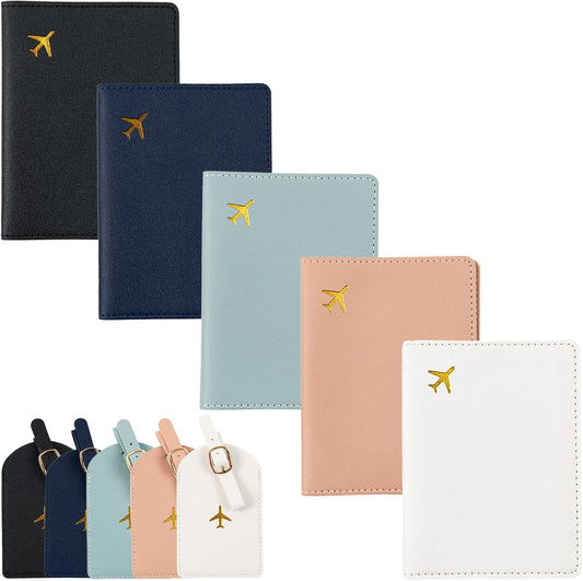 10Pcs Passport Holder and Luggage Tag Set, Passport Cover for Travel