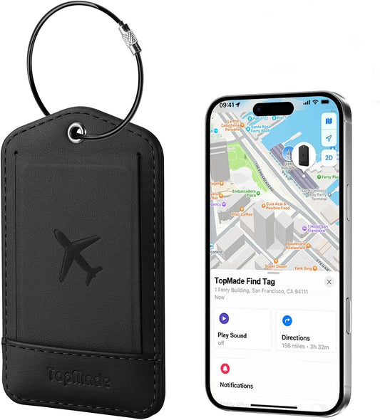 TopMade Luggage Tags, Works with Apple Find My, Smart Suitcase Tag Tracker