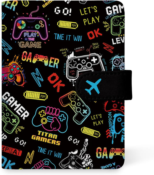 Game Passport Holder for Travel Essentials, Gamer RFID Blocking Wallet Case