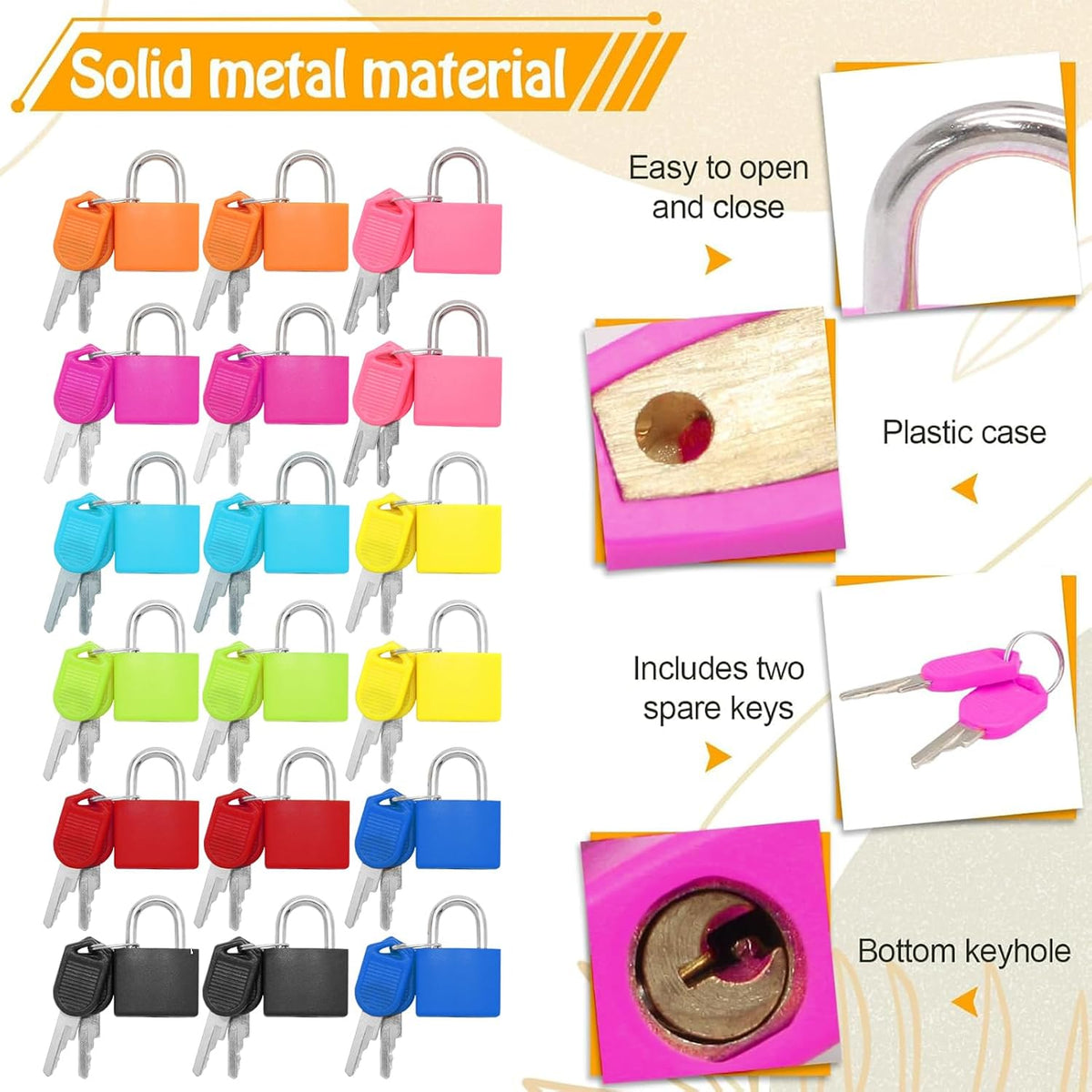 Bonsicoky 18 Pack Suitcase Locks with Keys, Multicolor Padlocks(9 Color)