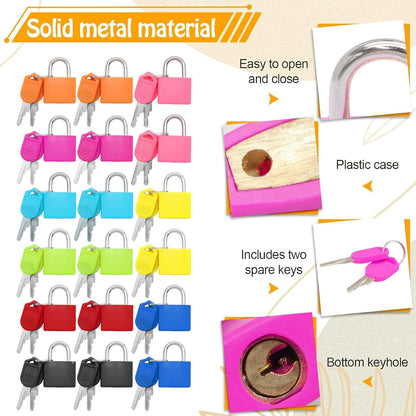 Bonsicoky 18 Pack Suitcase Locks with Keys, Multicolor Padlocks(9 Color)