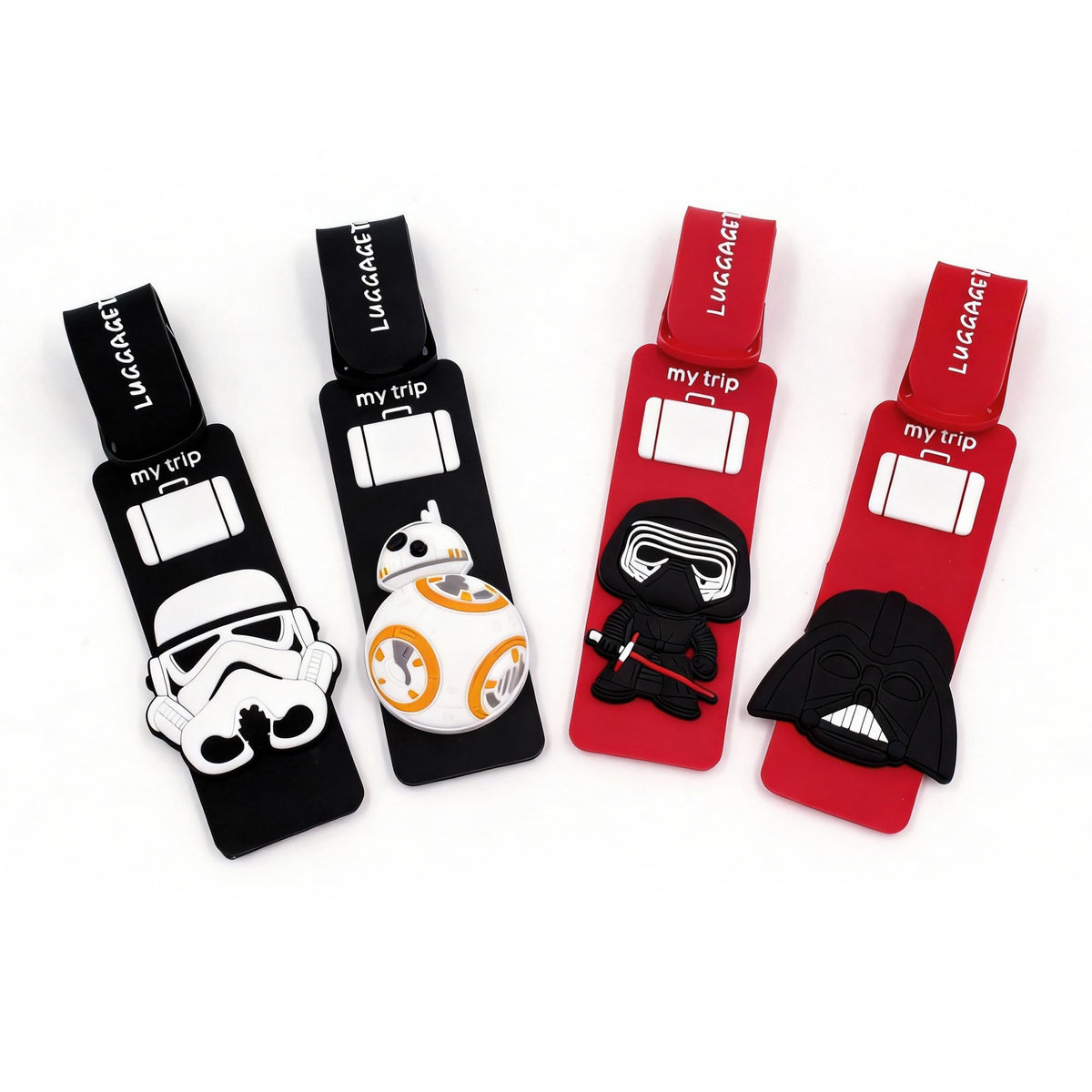 4 Pcs Set White Dog Charlie Brown Silicone Travel Luggage Baggage Identification Labels ID Tag for Bag Suitcase Plane Cruise Ships with Belt Strap