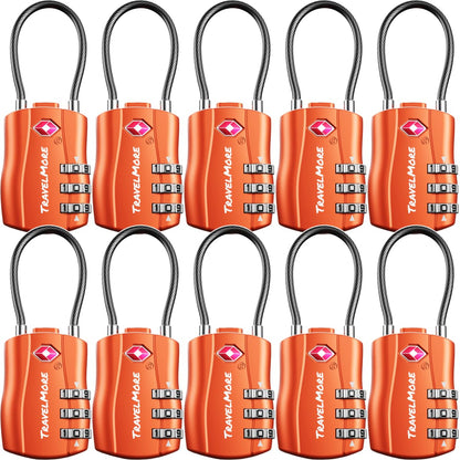 TravelMore TSA Approved Luggage Locks, Travel Combination Cable Locks