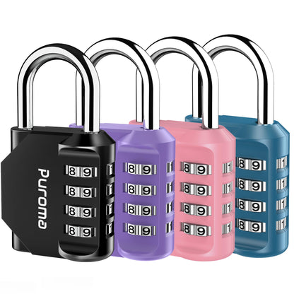 Puroma 2 Pack Combination Lock Locker 4 Digits Combo Padlock Gym Pink