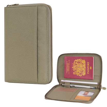 Leather Zipper Passport Wallet Holder Travel Essentials with RFID Blocking