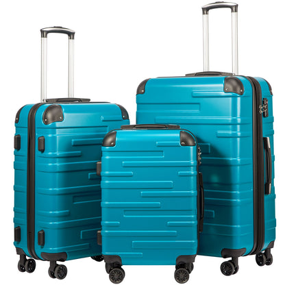 Coolife Hardside ABS Luggage, TSA Lock, Spinner Wheels, 3-Piece Set