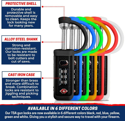 Cut-Resistant Gun Case Lock, TSA Approved Anti-Theft Single Shaft Padlock