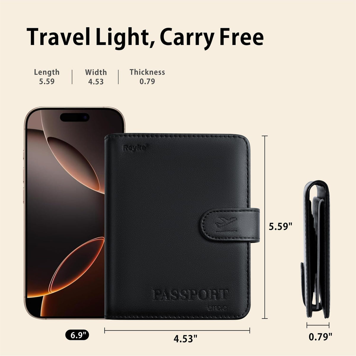Reyke Passport Holder With Tracker, Works With Apple Find My, RFID Cover
