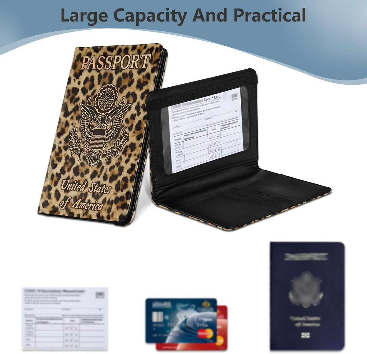 ALAZA Passport Holder, USA Leopard Passport Cover Travel Wallet with Credit Card Slots Rfid Wallet Waterproof Documents Organizer Women Men