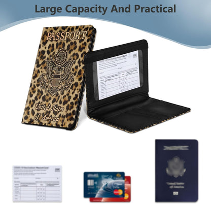 ALAZA Passport Holder, USA Leopard Passport Cover Travel Wallet with Credit Card Slots Rfid Wallet Waterproof Documents Organizer Women Men