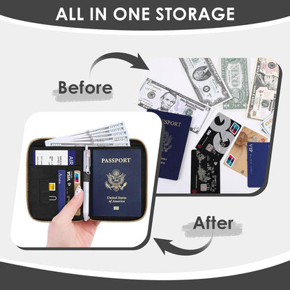 KONVINIT Black Passport Holder For Travel, Passport Cover For Women & Men