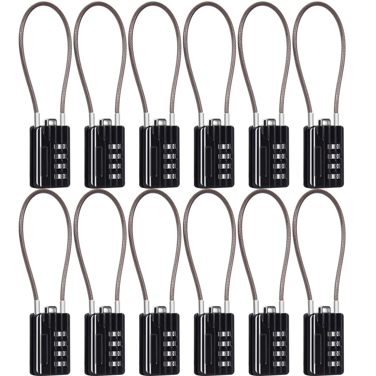 SEPOX® 4PK Metal Combo Padlock, Resettable 4-Digit, Extra Long Cable 7 Inch