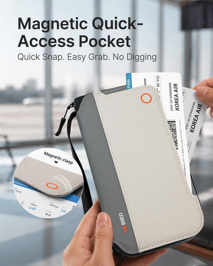 Vacbird Family Passport Holder, RFID Travel Wallet with Magnetic Pocket