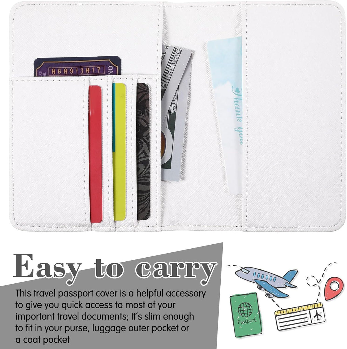 MotiMind 12 Pcs Passport Holder Cover Waterproof Leather Travel Wallet Passport Case for Women Men Family (White, Gray)