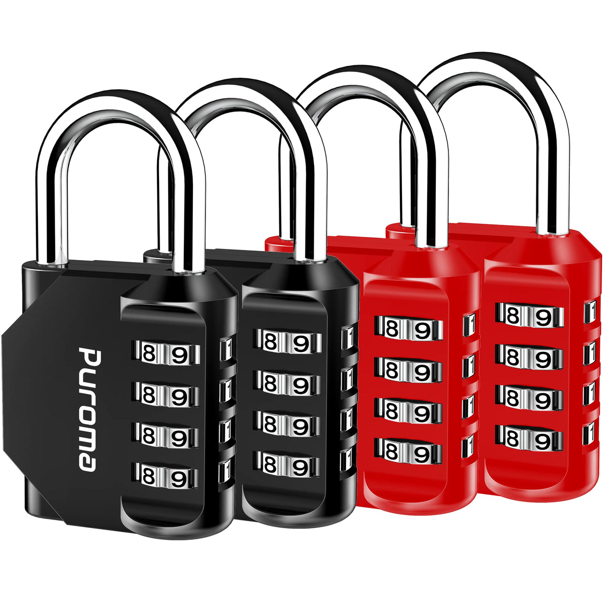Puroma 2 Pack Combination Lock Locker 4 Digits Combo Padlock Gym Pink
