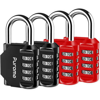 Puroma 2 Pack Combination Lock Locker 4 Digits Combo Padlock Gym Pink