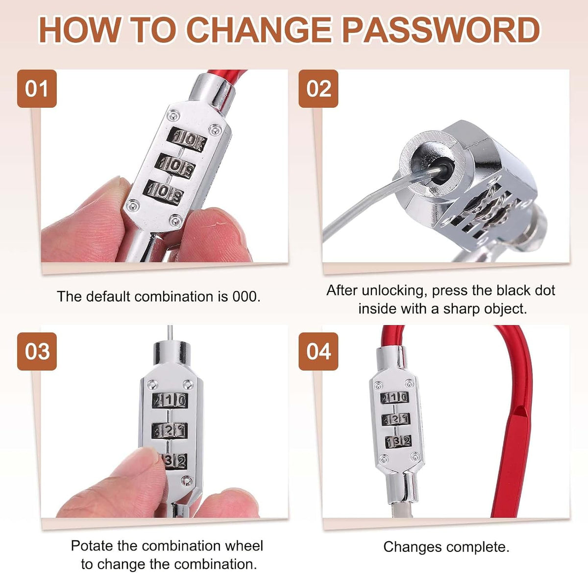 PATIKIL D-Shaped Code Combination Lock 3-Digit Combo 4.8"x2.4" 2 Pcs