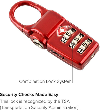 TUMI - TSA Lock Box - Combination Lock for Luggage & Backpack - TSA-Approved Locks - Travel Security Accessories - Set of 3 - Black/Silver/Red